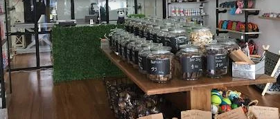 Inside the Hachi & Co store — treat jars, toys and accessories